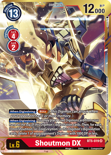 Digimon Card Battle of Omni Shoutmon DX BT5-019 SR Alternate Art