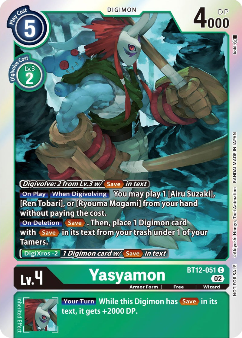 Digimon Card Across Time Yasyamon *FOIL* BT12-051 U [Box Topper]