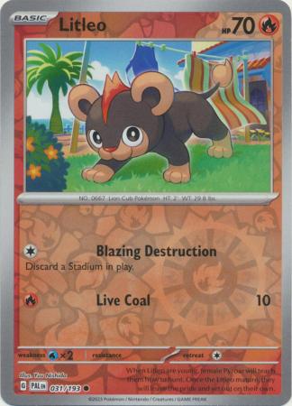 Pokemon Card Paldea Evolved 031/193 31/193 Litleo Reverse Holo Common *MINT*