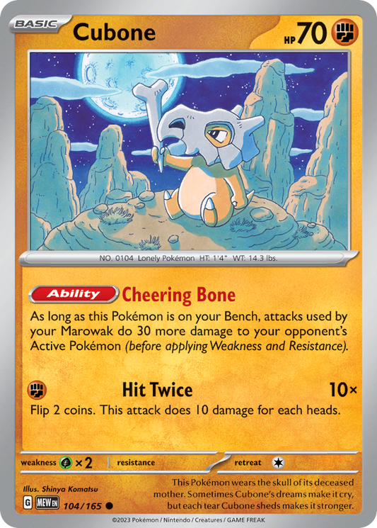 104/165 Cubone  Pokemon Card  151 Common *MINT*