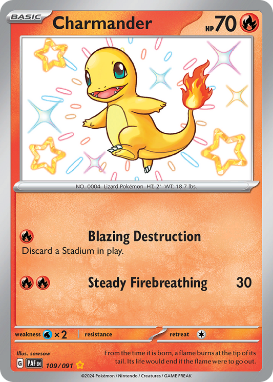 109/91 Charmander  Pokemon Card  Paldean Fates Shiny Rare *MINT*