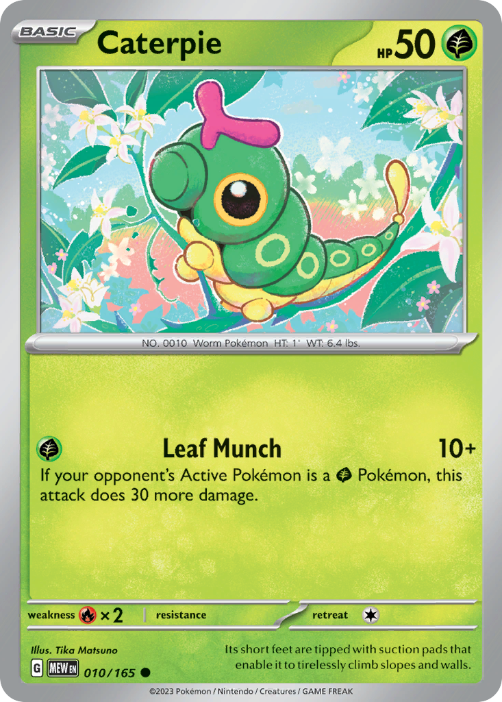 010/165 10/165 Caterpie  Pokemon Card  151 Common *MINT*