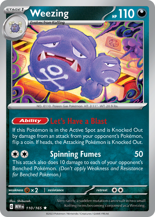 110/165 Weezing  Pokemon Card  151 Holo Rare *MINT*