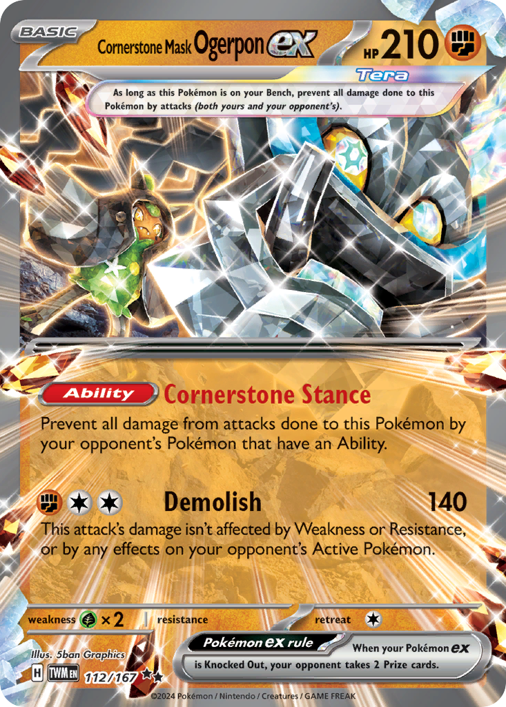 112/167 Cornerstone Mask Ogerpon ex  Pokemon Card  Twilight Masquerade Double Rare *MINT*