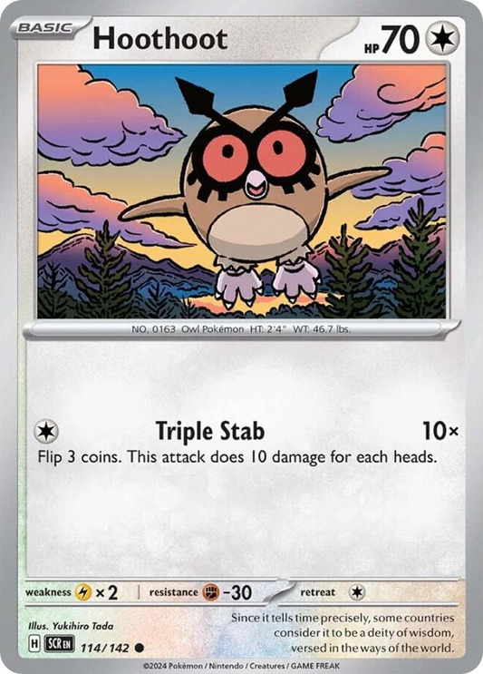 114/142 Hoothoot  Pokemon Card  Stellar Crown Common *MINT*