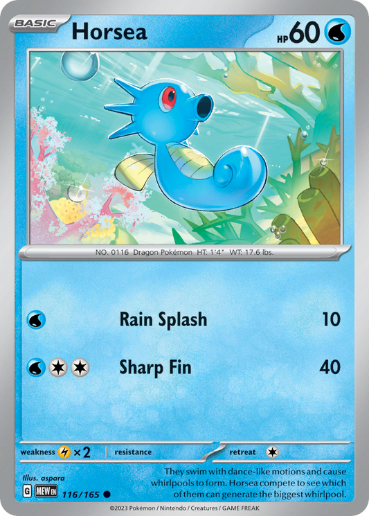 116/165 Horsea  Pokemon Card  151 Common *MINT*