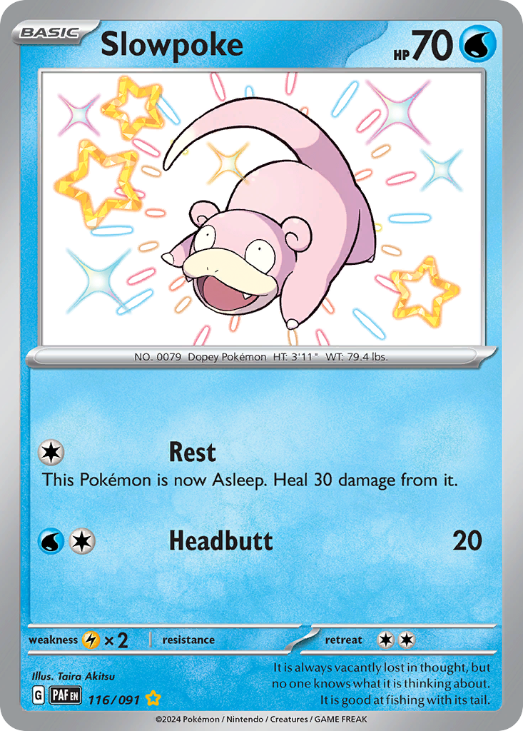 116/91 Slowpoke  Pokemon Card  Paldean Fates Shiny Rare *MINT*