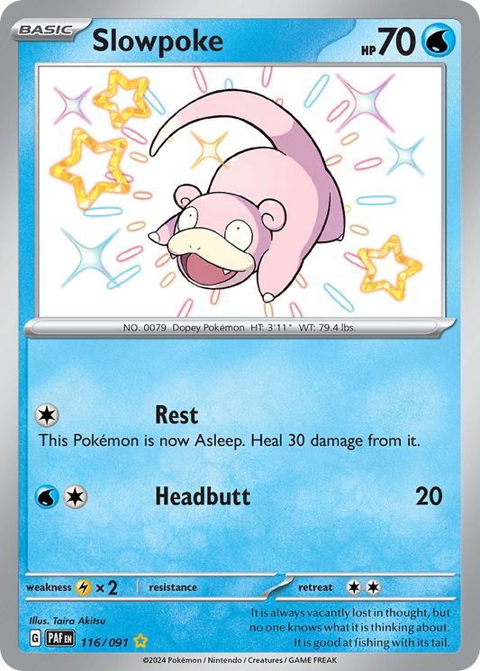 116/91 Slowpoke  Pokemon Card  Paldean Fates Shiny Rare *MINT*