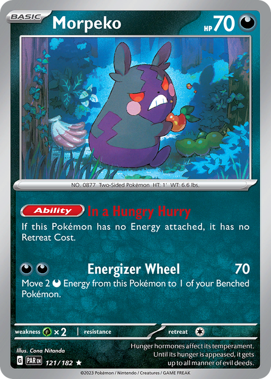 121/182 Morpeko  Pokemon Card  Paradox Rift Holo Rare *MINT*