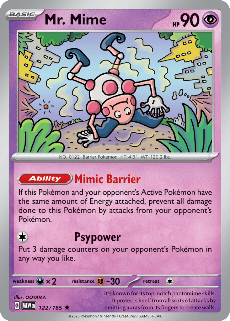 122/165 Mr. Mime  Pokemon Card  151 Holo Rare *MINT*