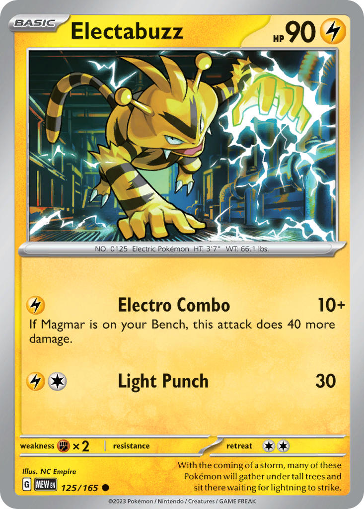 125/165 Electabuzz  Pokemon Card  151 Common *MINT*