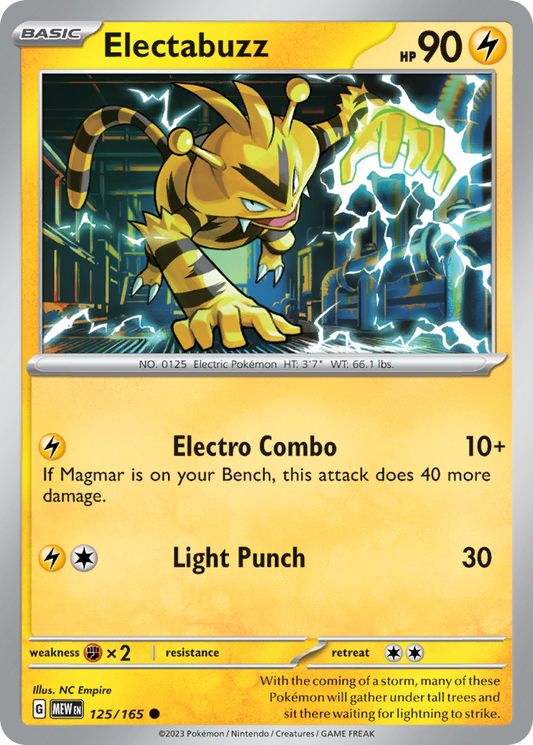 125/165 Electabuzz  Pokemon Card  151 Common *MINT*