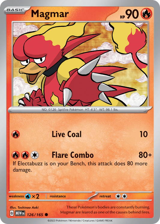 126/165 Magmar  Pokemon Card  151 Common *MINT*