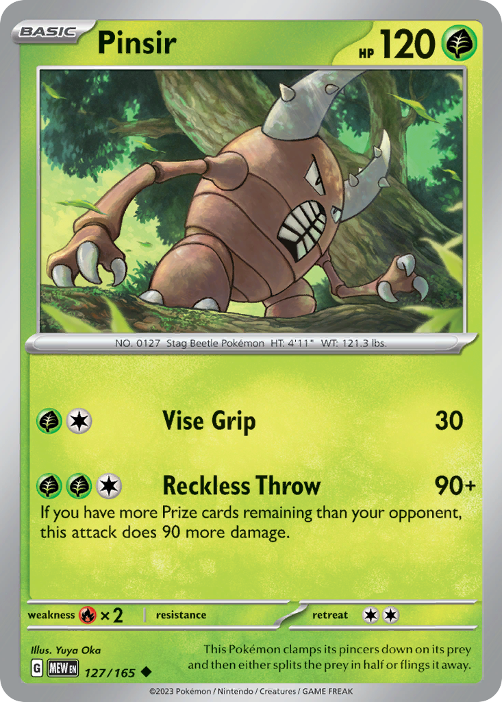 127/165 Pinsir  Pokemon Card  151 Uncommon *MINT*