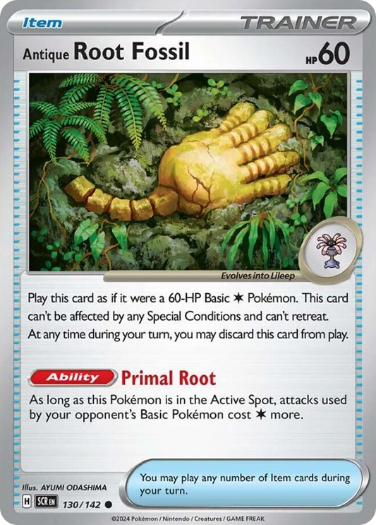 130/142 Antique Root Fossil  Pokemon Card  Stellar Crown Common Item *MINT*