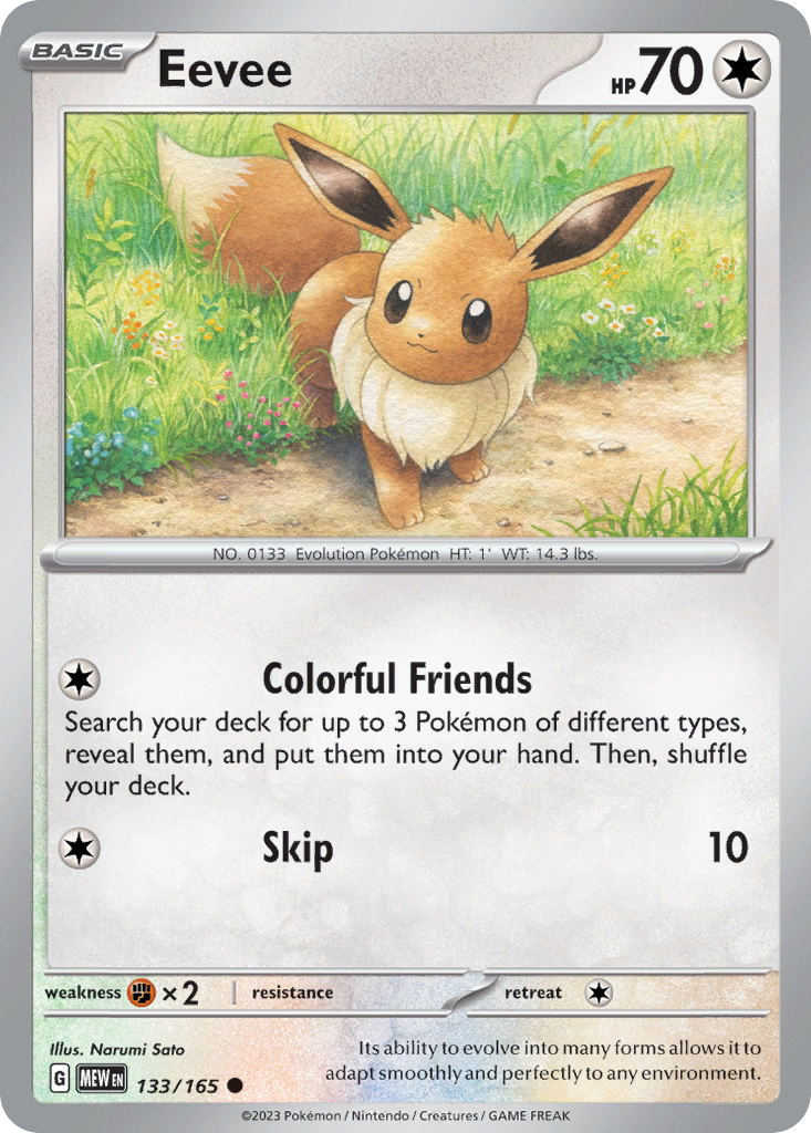 133/165 Eevee  Pokemon Card  151 Common *MINT*