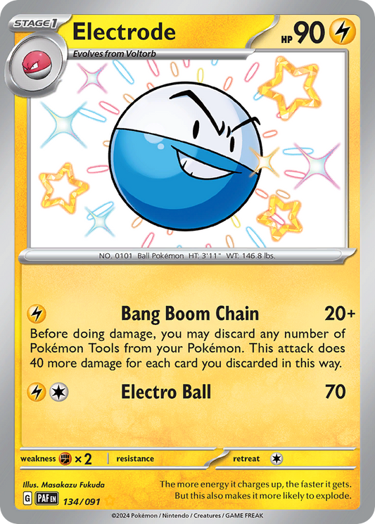 134/91 Electrode  Pokemon Card  Paldean Fates Shiny Rare *MINT*