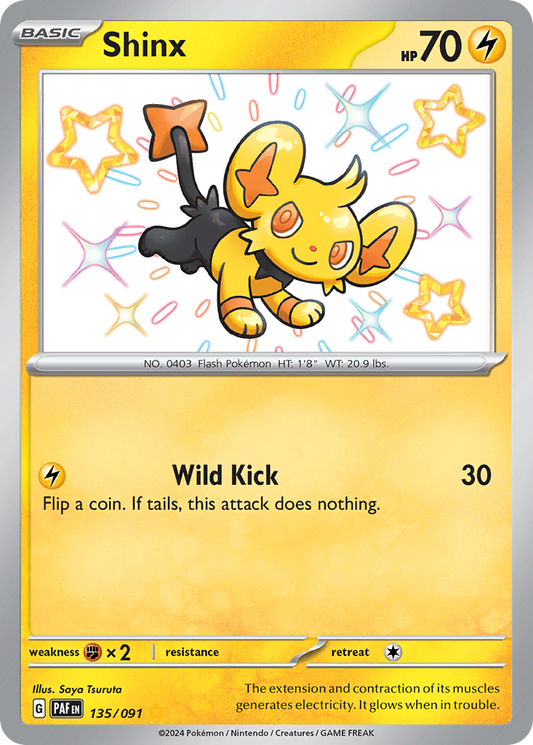 135/91 Shinx  Pokemon Card  Paldean Fates Shiny Rare *MINT*