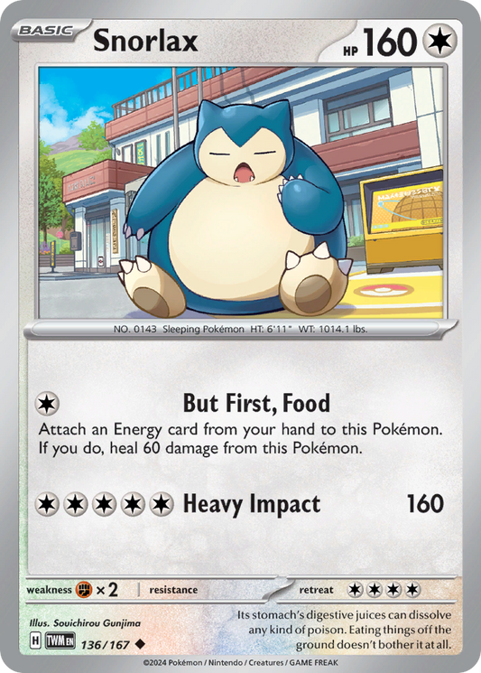 136/167 Snorlax  Pokemon Card  Twilight Masquerade Uncommon *MINT*