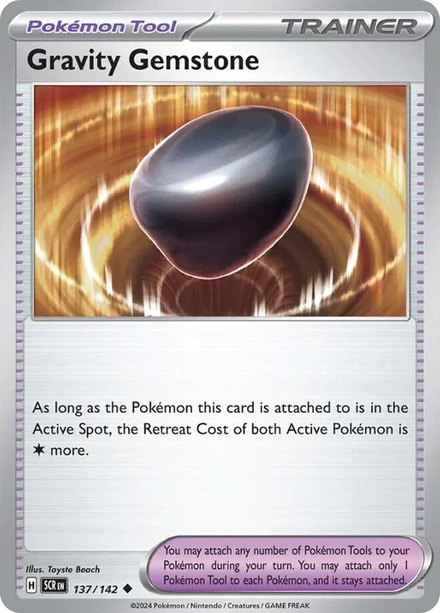 137/142 Gravity Gemstone  Pokemon Card  Stellar Crown Uncommon Pokemon Tool *MINT*