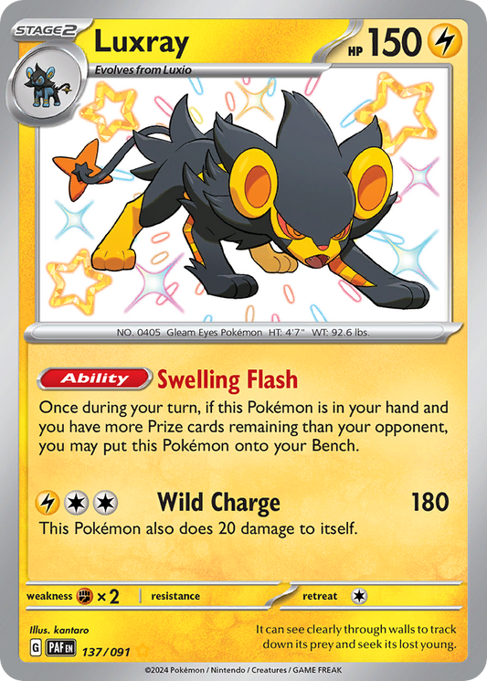 137/91 Luxray  Pokemon Card  Paldean Fates Shiny Rare *MINT*