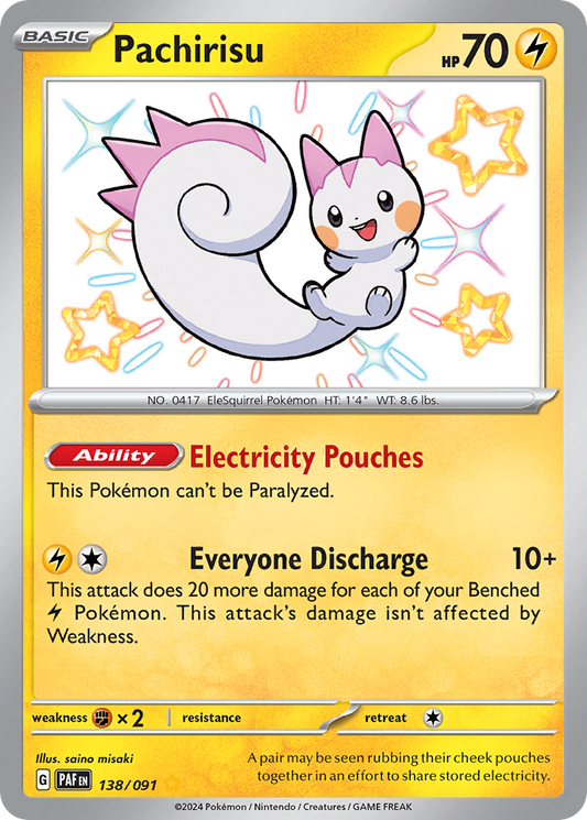 138/91 Pachirisu  Pokemon Card  Paldean Fates Shiny Rare *MINT*