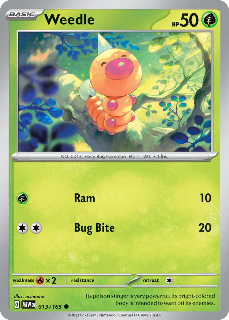 013/165 13/165 Weedle  Pokemon Card  151 Common *MINT*