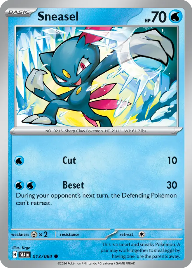 013/064 13/64 Sneasel Pokemon Card Shrouded Fable Common *MINT*