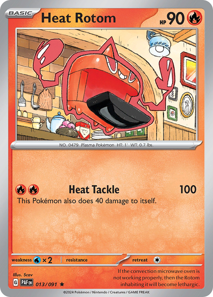 13/91 Heat Rotom  Pokemon Card  Paldean Fates Holo Rare *MINT*