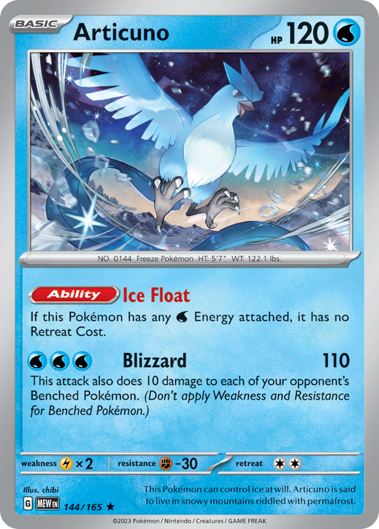 144/165 Articuno  Pokemon Card  151 Holo Rare *MINT*