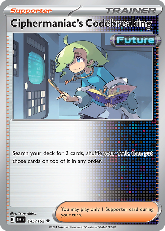 145/162 Ciphermaniac's Codebreaking  Pokemon Card  Temporal Forces Uncommon Supporter, Future *MINT*