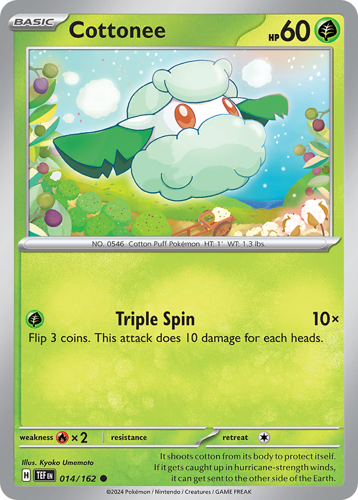 014/162 14/162 Cottonee  Pokemon Card  Temporal Forces Common *MINT*