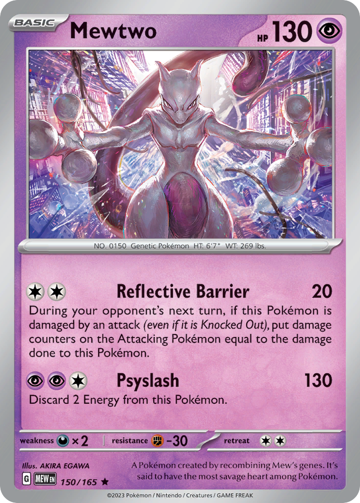 150/165 Mewtwo  Pokemon Card  151 Holo Rare *MINT*