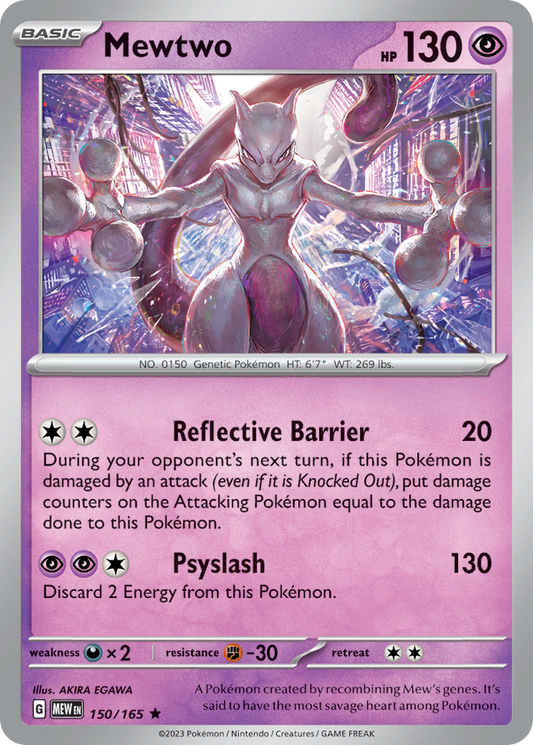 150/165 Mewtwo  Pokemon Card  151 Holo Rare *MINT*