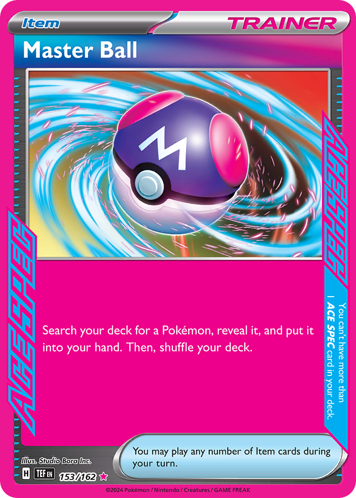 153/162 Master Ball  Pokemon Card  Temporal Forces ACE SPEC Rare Item, ACE SPEC *MINT*