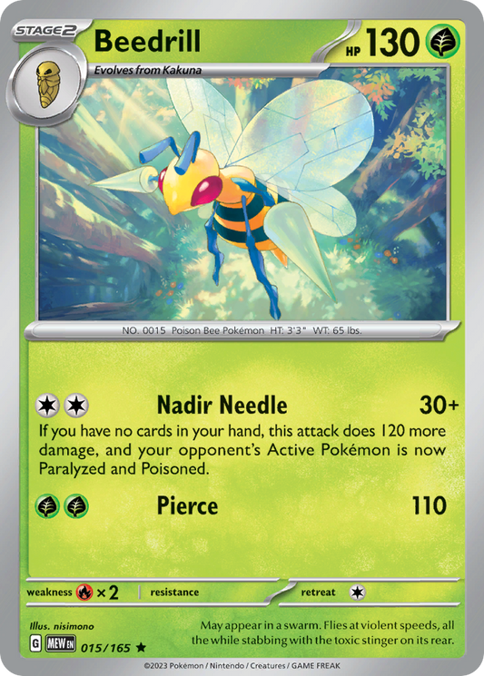 015/165 15/165 Beedrill  Pokemon Card  151 Holo Rare *MINT*