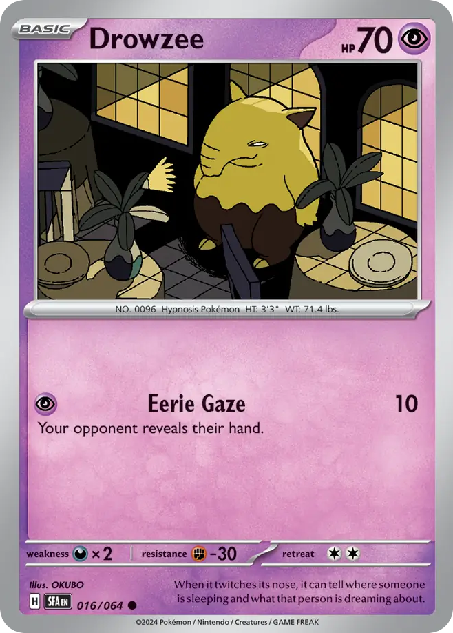 016/064 16/64 Drowzee Pokemon Card Shrouded Fable Common *MINT*