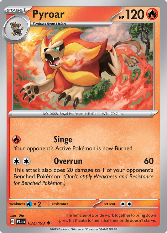 Pokemon Card Paldea Evolved 032/193 32/193 Pyroar Uncommon *MINT*