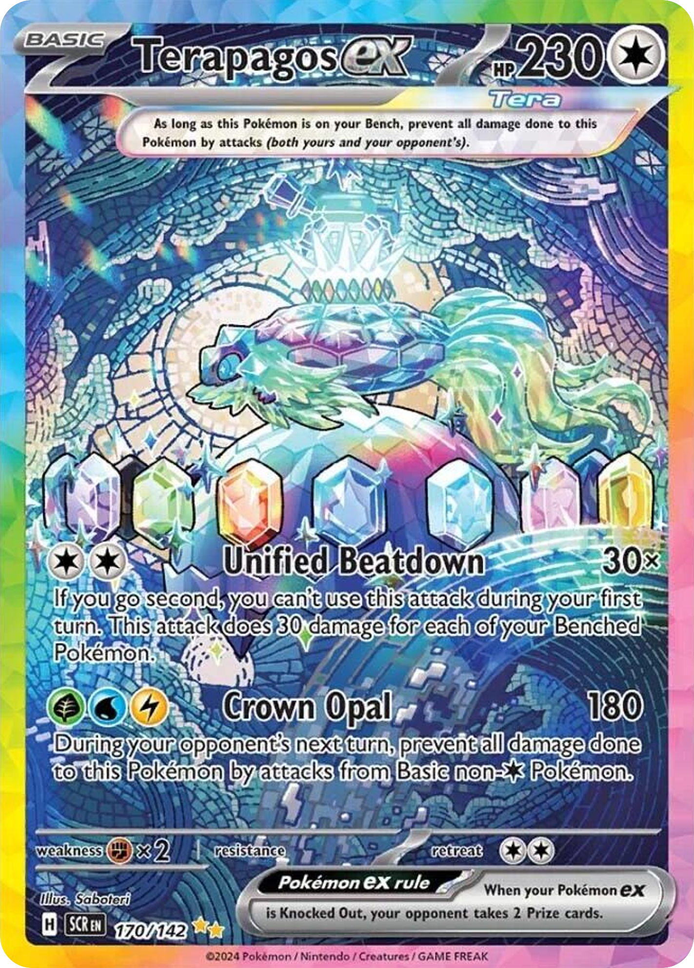 170/142 Terapagos ex  Pokemon Card  Stellar Crown Special Illustration Rare *MINT*