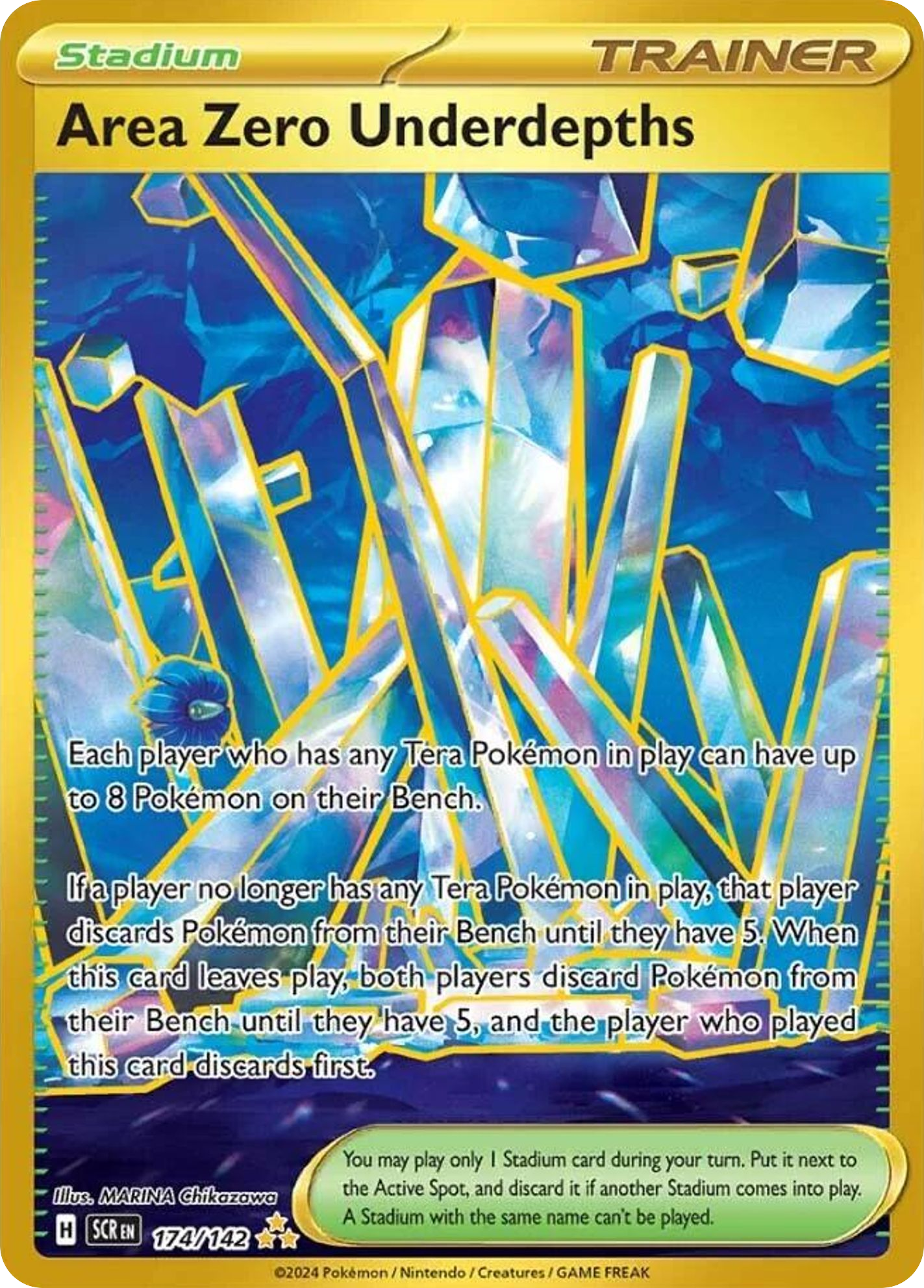 174/142 Area Zero Underdepths  Pokemon Card  Stellar Crown Hyper Rare Stadium *MINT*