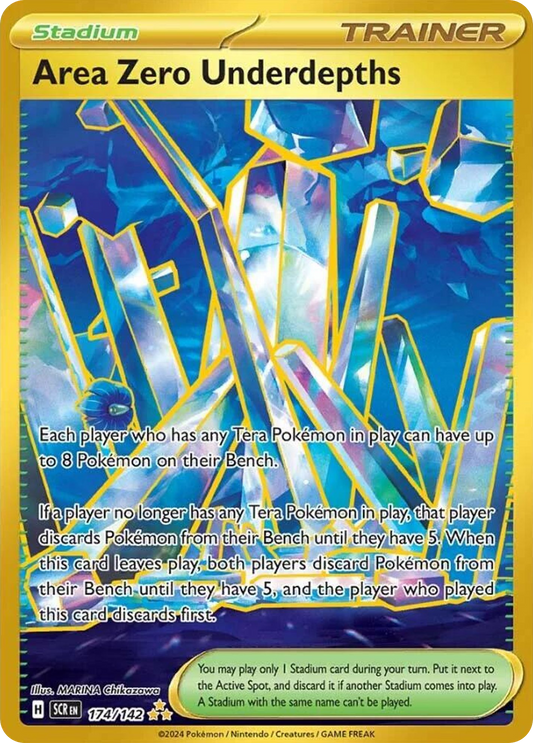 174/142 Area Zero Underdepths  Pokemon Card  Stellar Crown Hyper Rare Stadium *MINT*