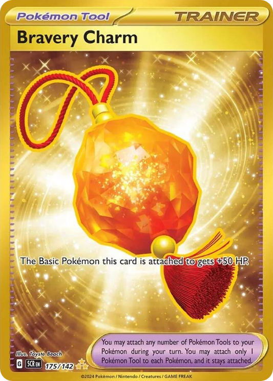 175/142 Bravery Charm  Pokemon Card  Stellar Crown Hyper Rare Pokemon Tool *MINT*