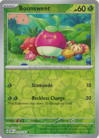 Pokemon Card Obsidian Flames 016/197 16/197 Bounsweet Reverse Holo Common *MINT*