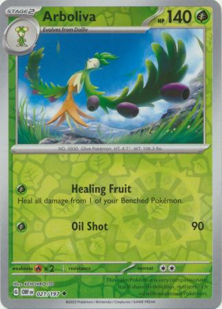 Pokemon Card Obsidian Flames 021/197 21/197 Arboliva Reverse Holo Uncommon *MINT*