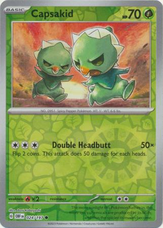 Pokemon Card Obsidian Flames 024/197 24/197 Capsakid Reverse Holo Common *MINT*