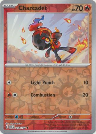 Pokemon Card Obsidian Flames 043/197 43/197 Charcadet Reverse Holo Common *MINT*