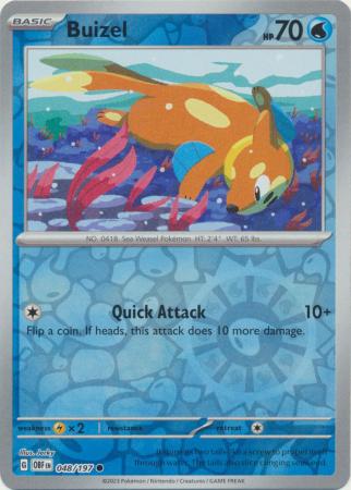 Pokemon Card Obsidian Flames 048/197 48/197 Buizel Reverse Holo Common *MINT*