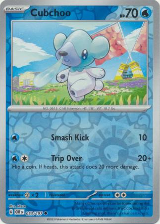 Pokemon Card Obsidian Flames 053/197 53/197 Cubchoo Reverse Holo Common *MINT*