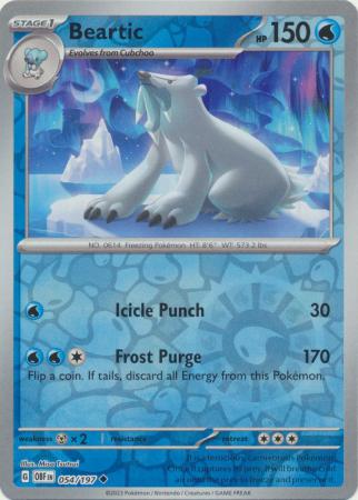 Pokemon Card Obsidian Flames 054/197 54/197 Beartic Reverse Holo Uncommon *MINT*