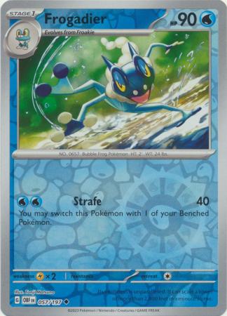 بطاقة بوكيمون Obsidian Flame 057/197 57/197 Frogadier Reverse Holo غير شائعة *MINT*